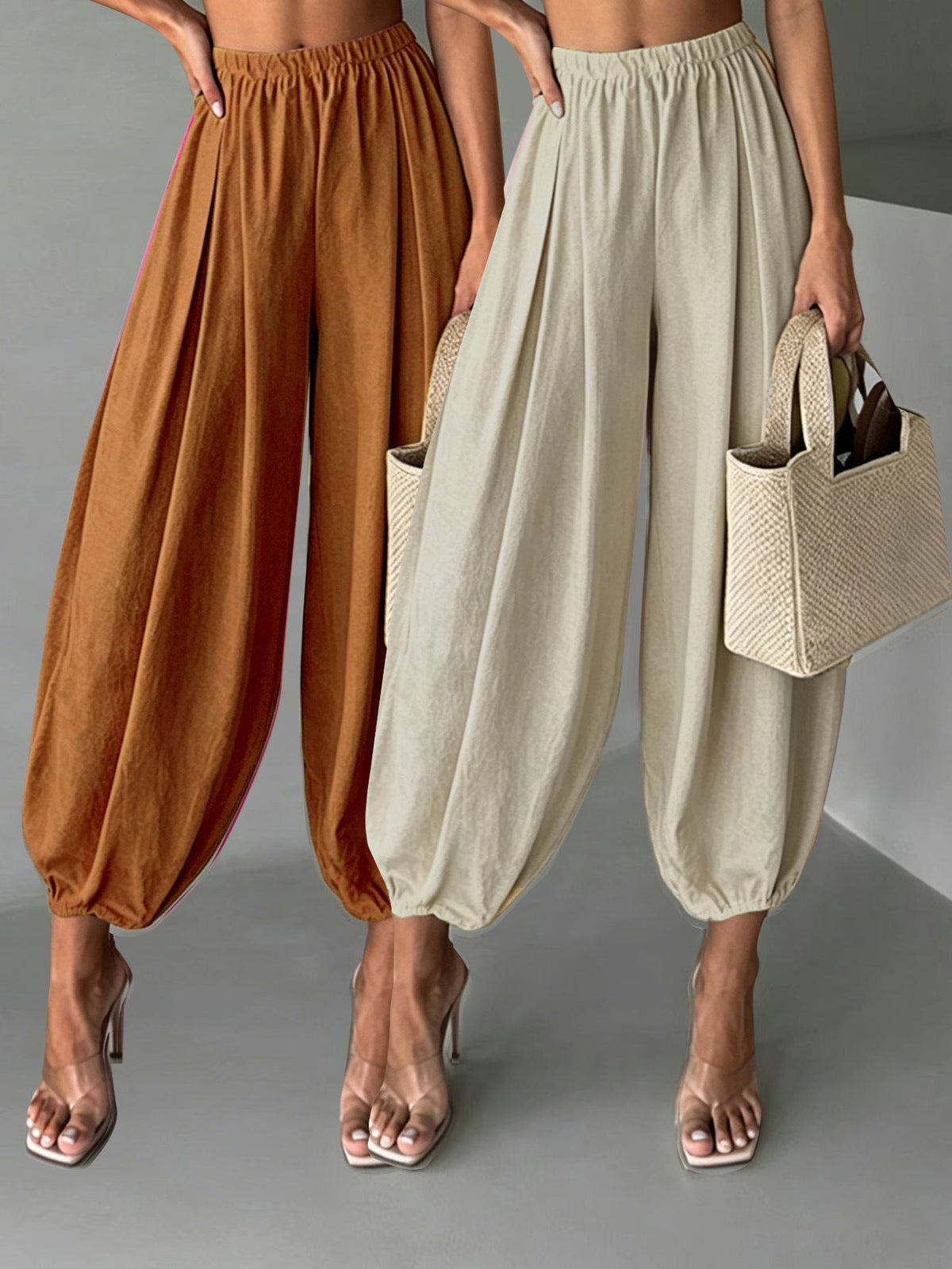 Two-Pair Cropped Wide-Leg Pants Set