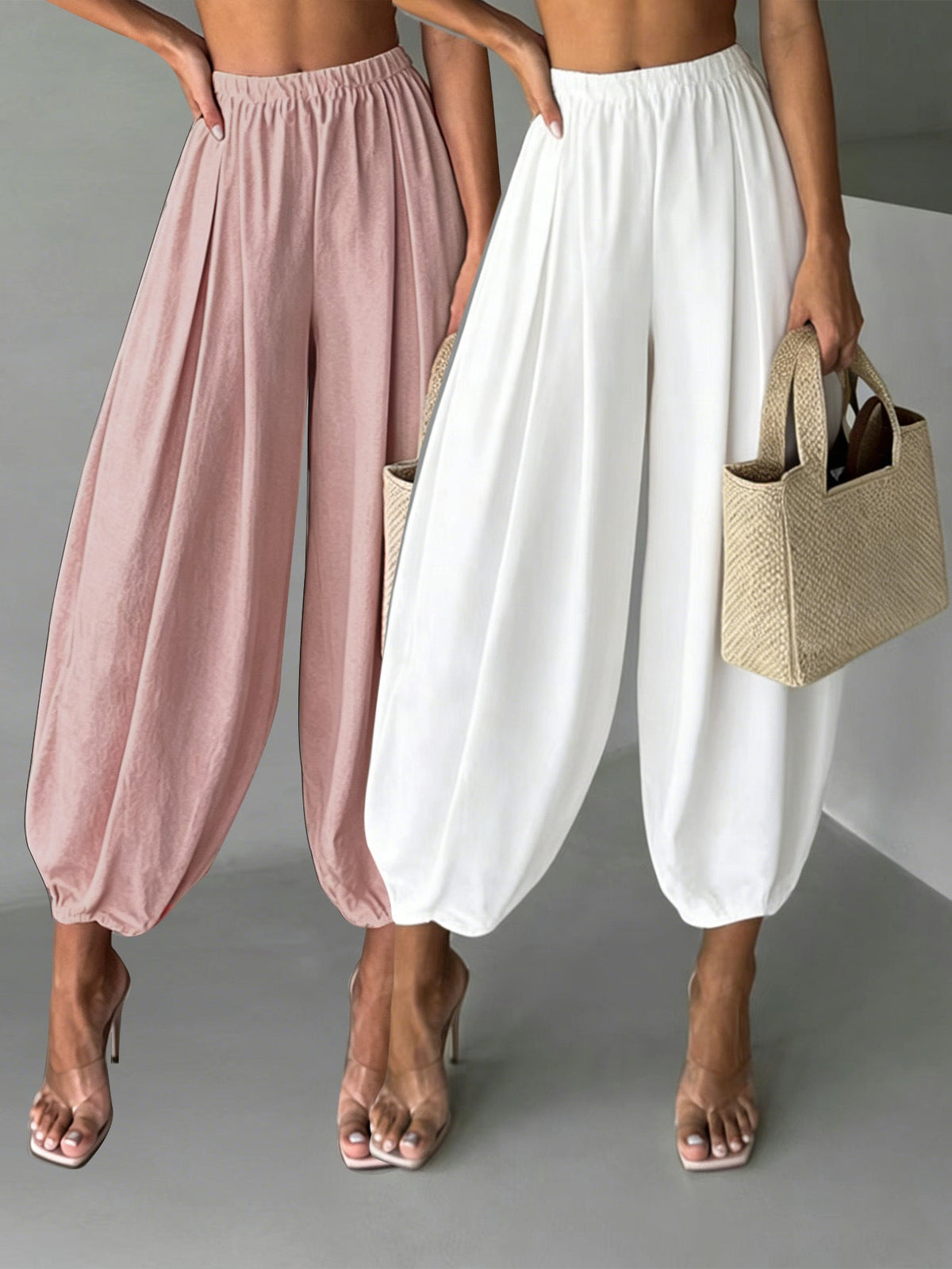 Two-Pair Cropped Wide-Leg Pants Set