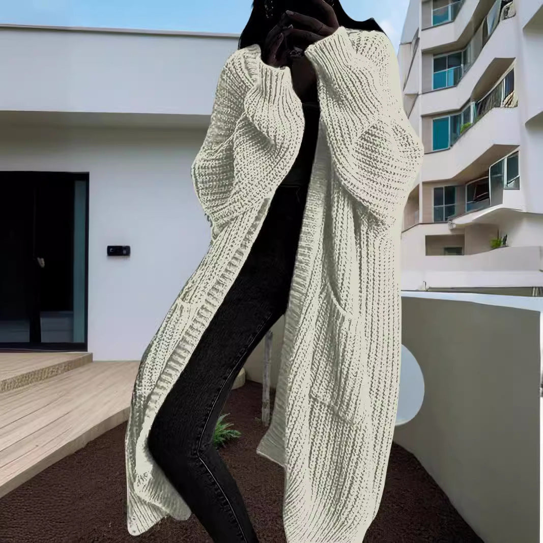 Autumn And Winter Long Sweater Women's Knitted Cardigan
