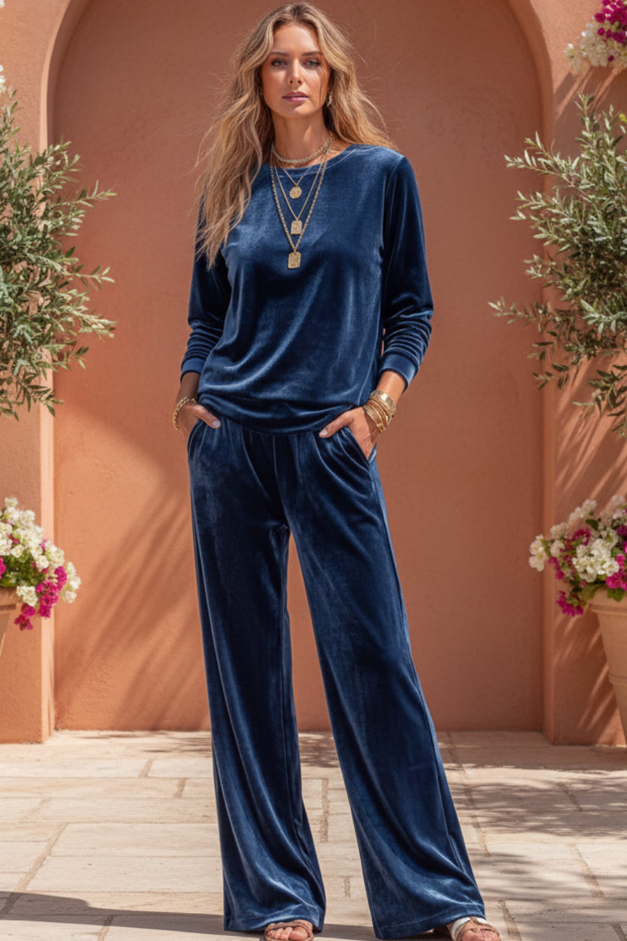 Women's Velvet Two-Piece Lounge Set