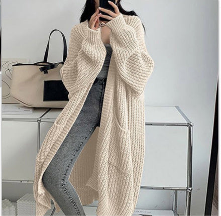 Autumn And Winter Long Sweater Women's Knitted Cardigan