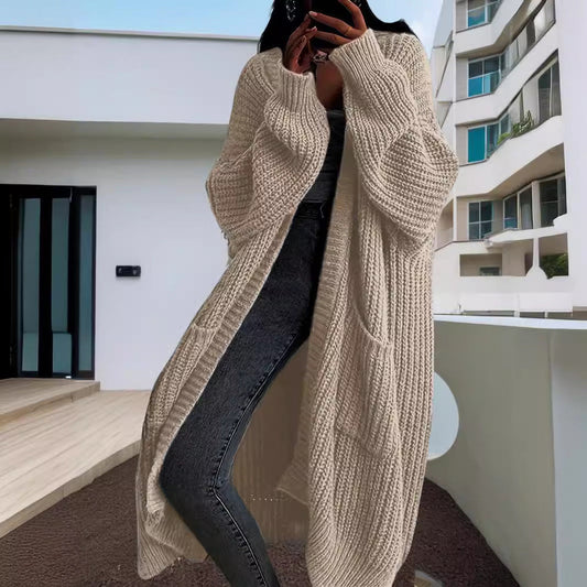 Autumn And Winter Long Sweater Women's Knitted Cardigan