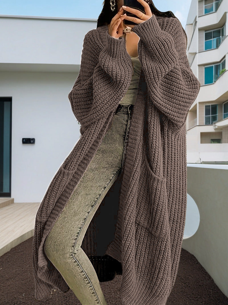 Autumn And Winter Long Sweater Women's Knitted Cardigan