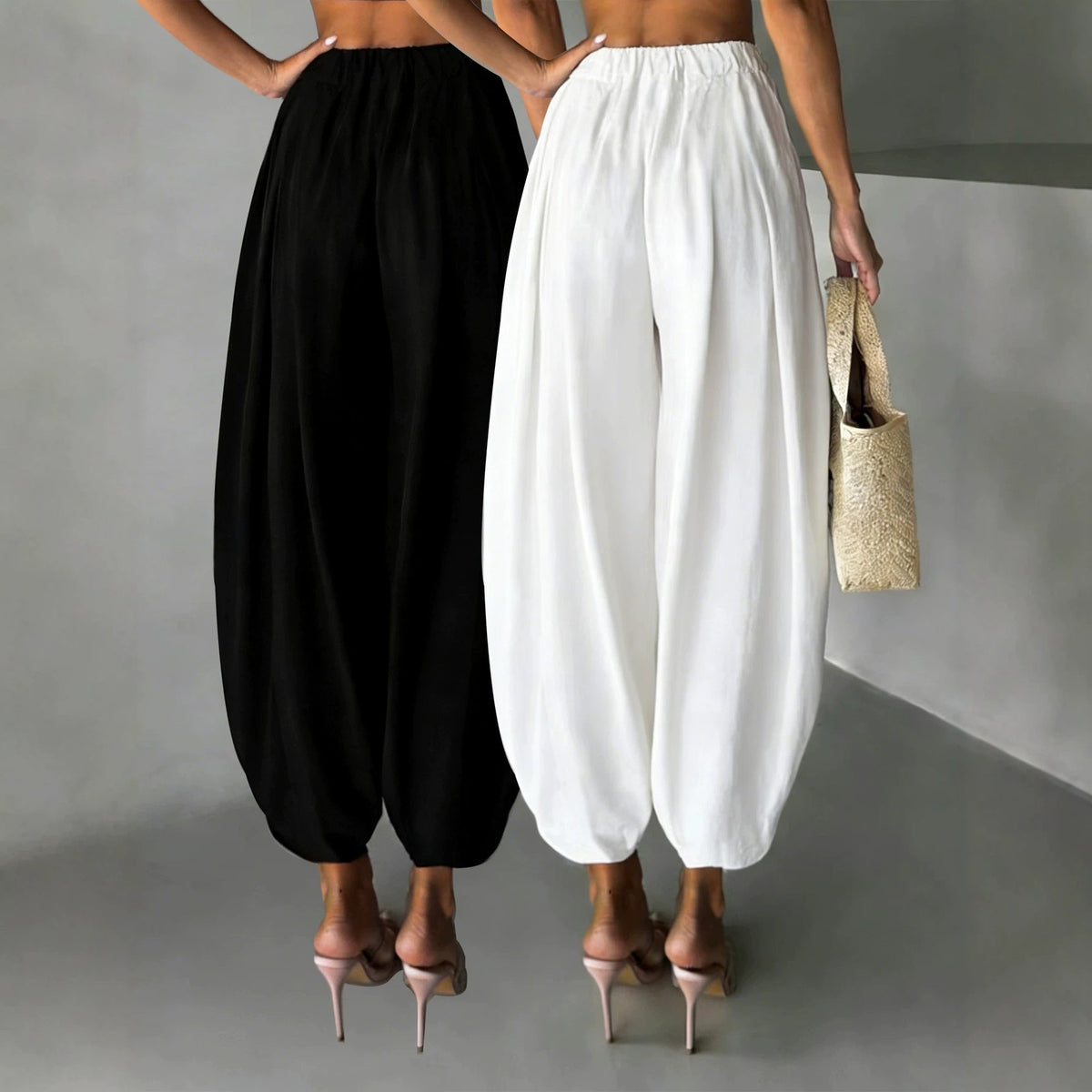 Two-Pair Cropped Wide-Leg Pants Set
