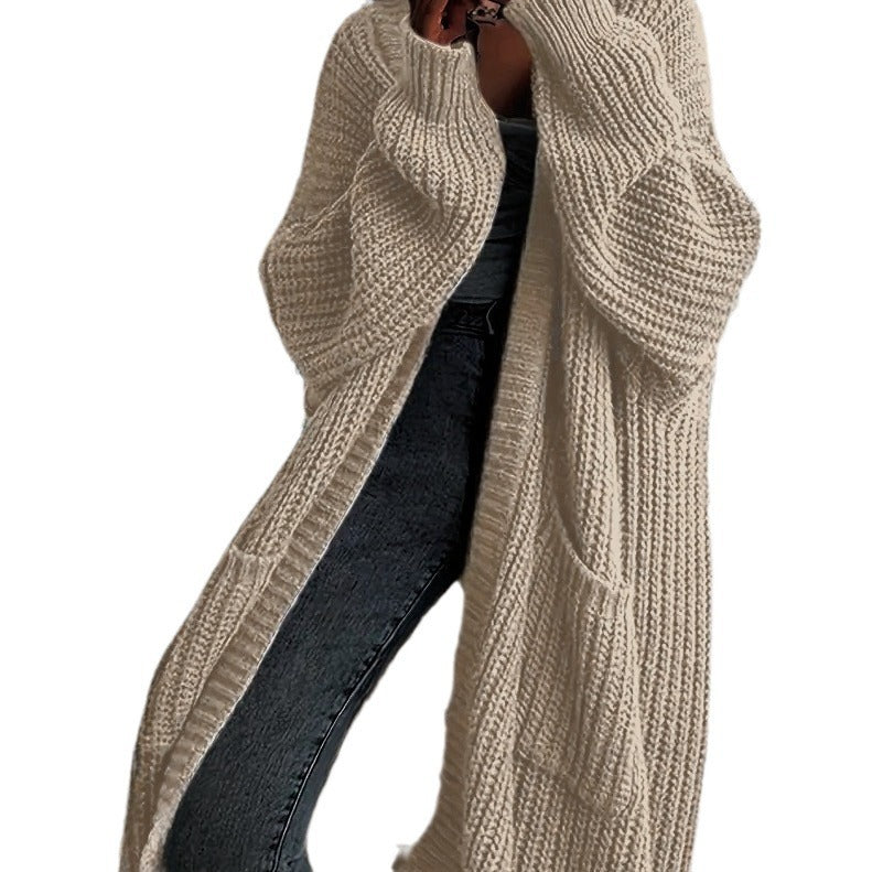 Autumn And Winter Long Sweater Women's Knitted Cardigan