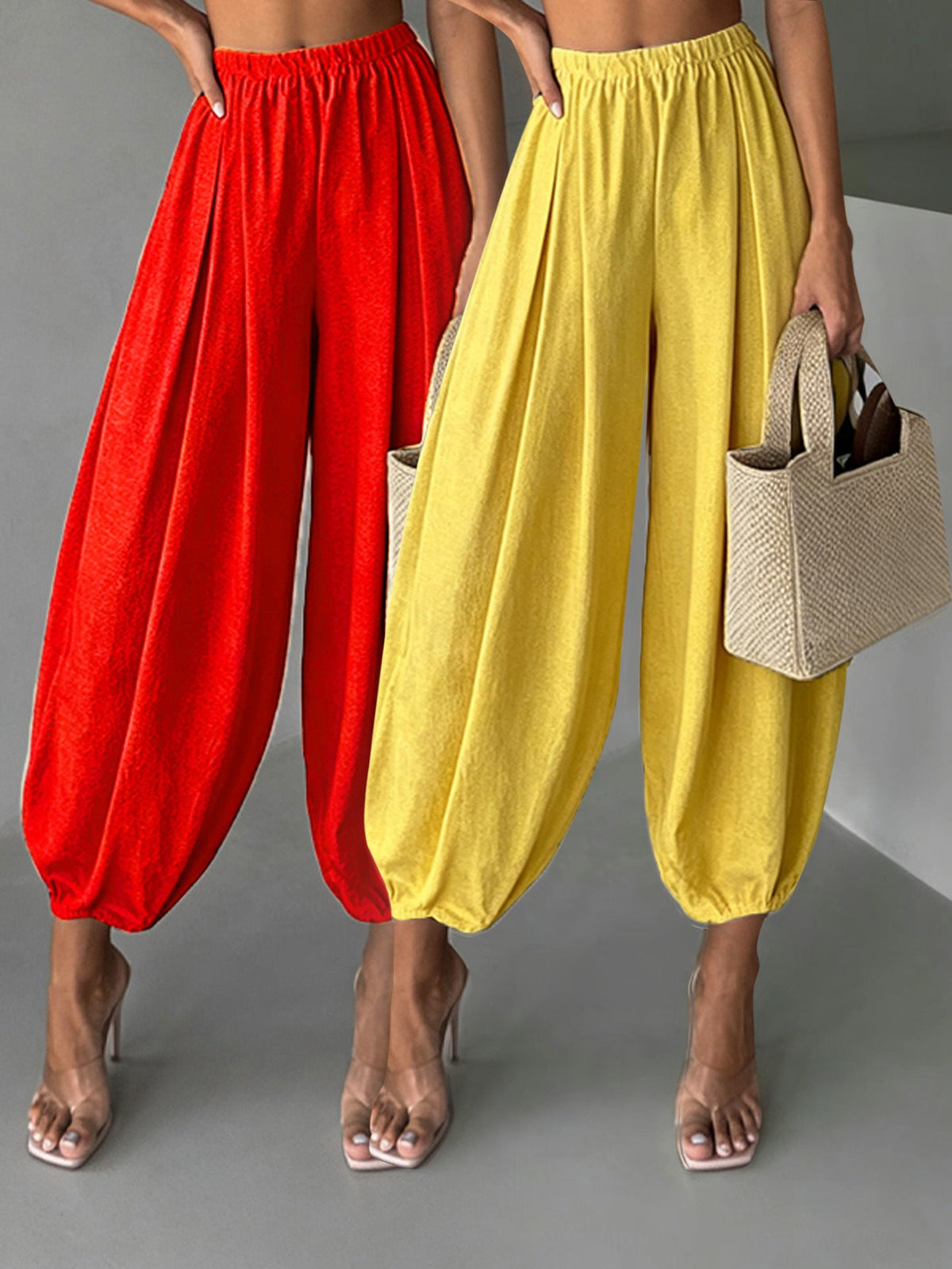 Two-Pair Cropped Wide-Leg Pants Set