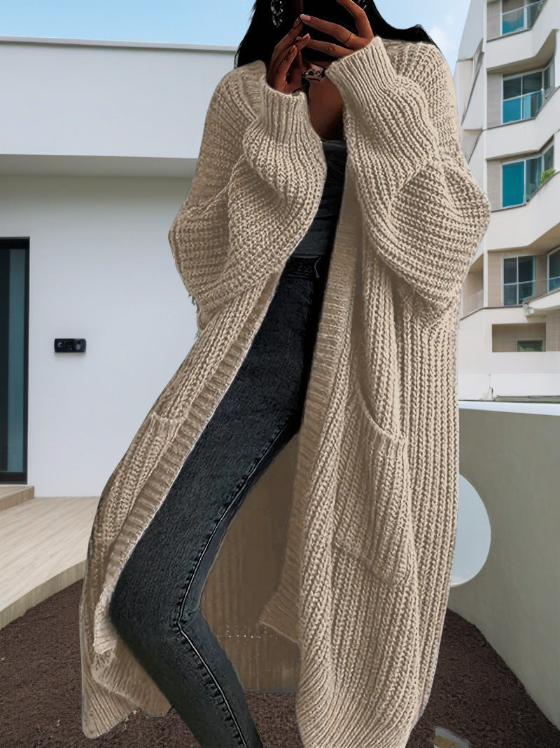 Autumn And Winter Long Sweater Women's Knitted Cardigan