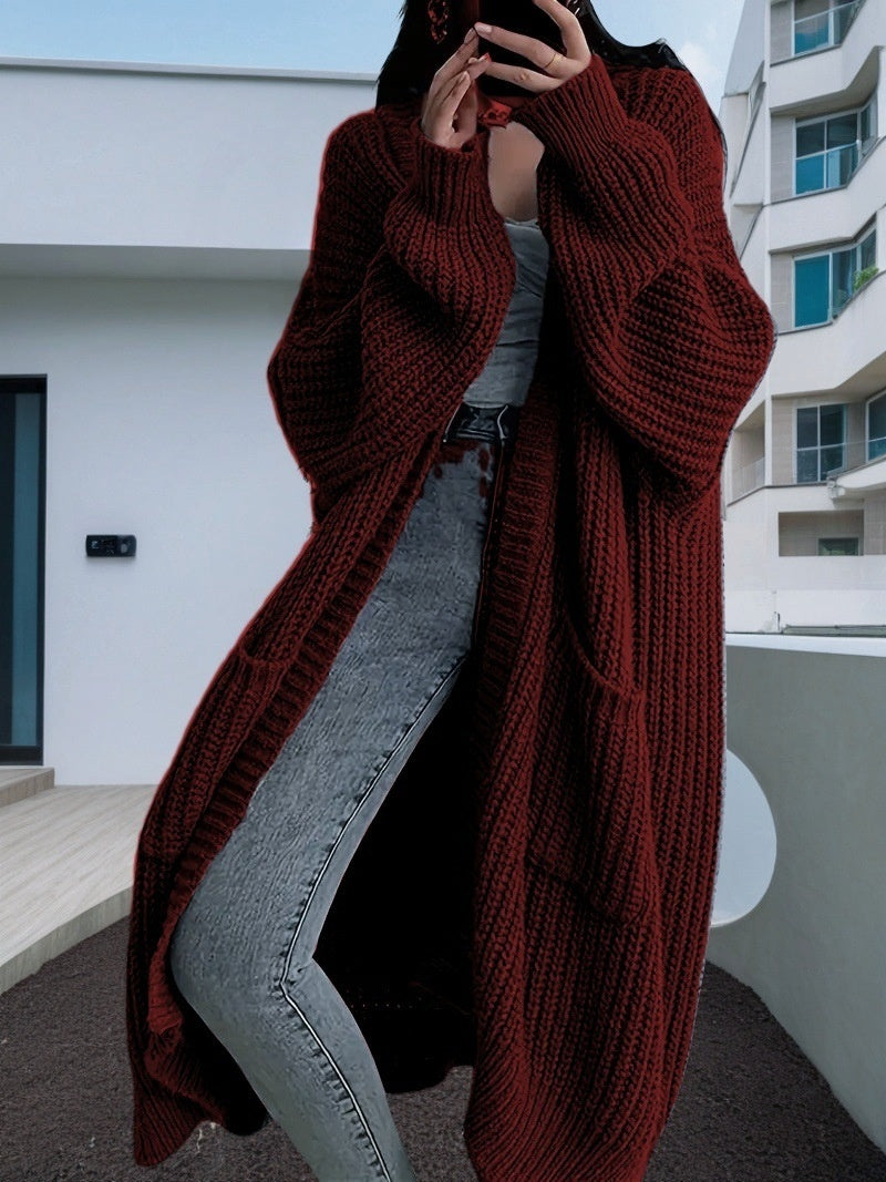 Autumn And Winter Long Sweater Women's Knitted Cardigan