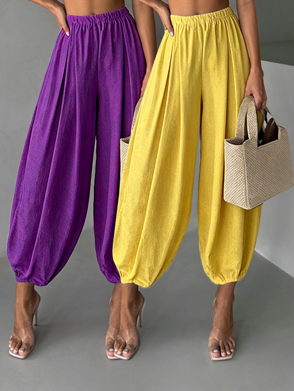 Two-Pair Cropped Wide-Leg Pants Set