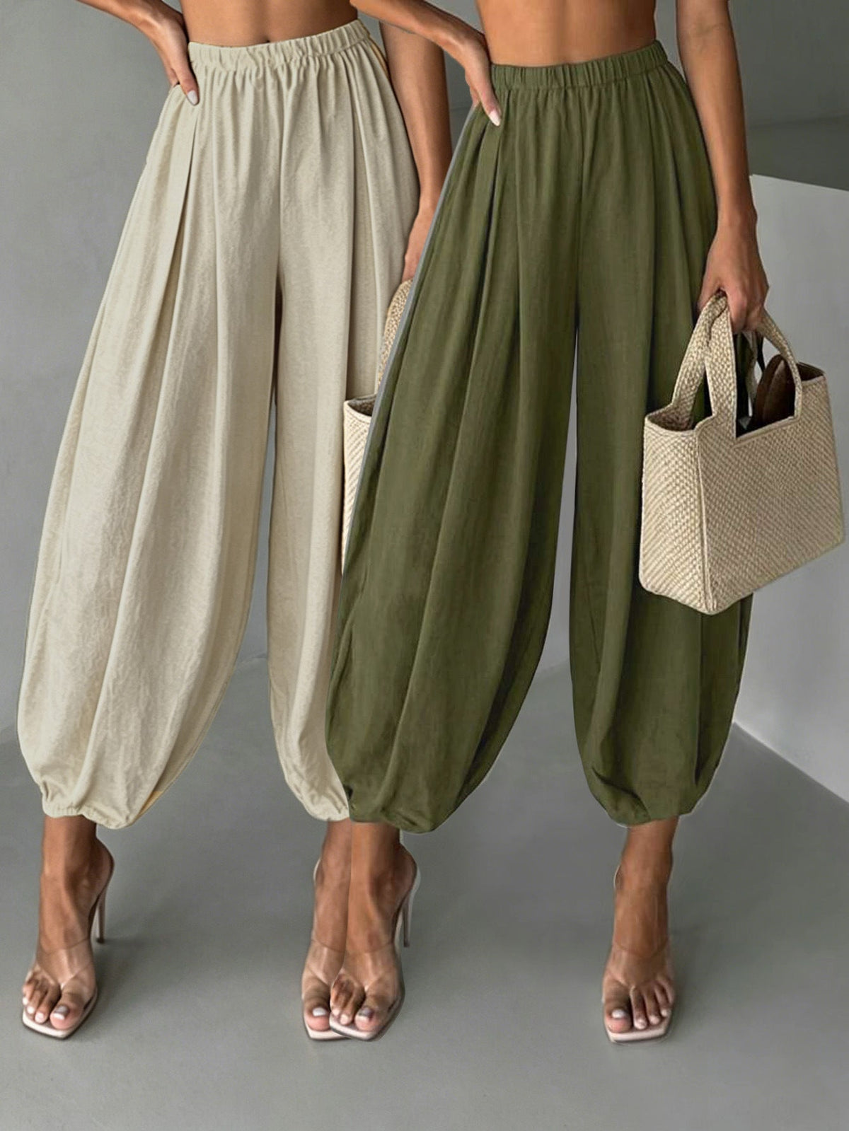 Two-Pair Cropped Wide-Leg Pants Set