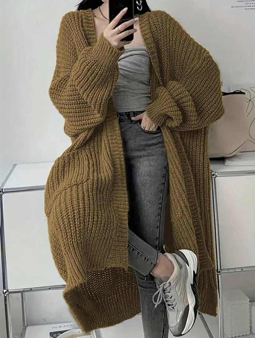 Autumn And Winter Long Sweater Women's Knitted Cardigan