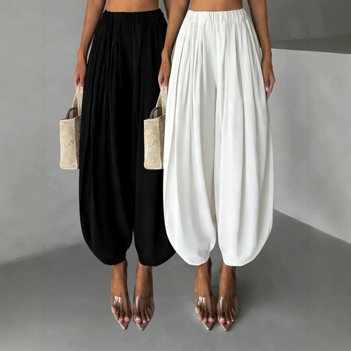 Two-Pair Cropped Wide-Leg Pants Set