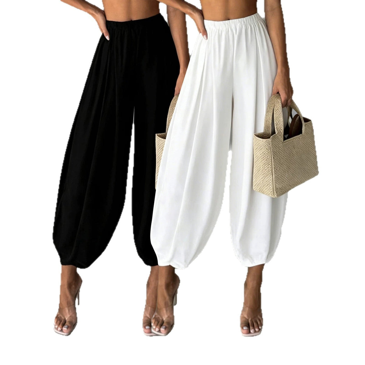 Two-Pair Cropped Wide-Leg Pants Set