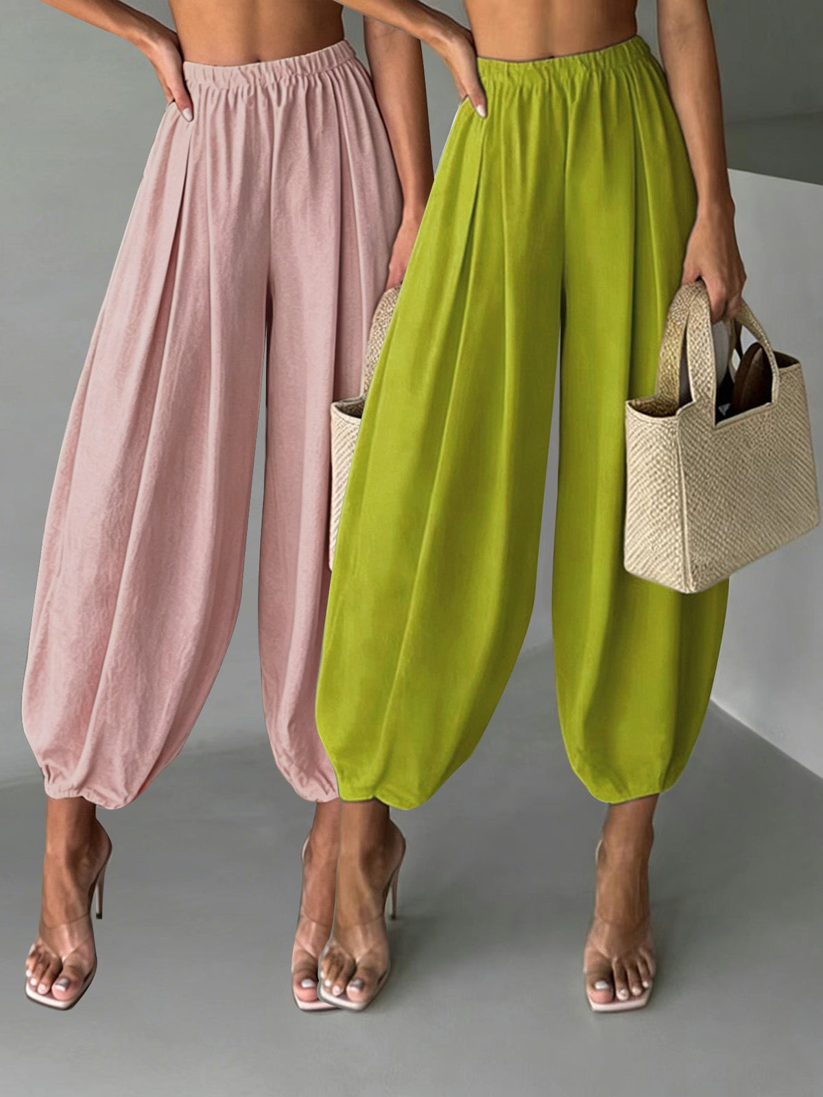 Two-Pair Cropped Wide-Leg Pants Set
