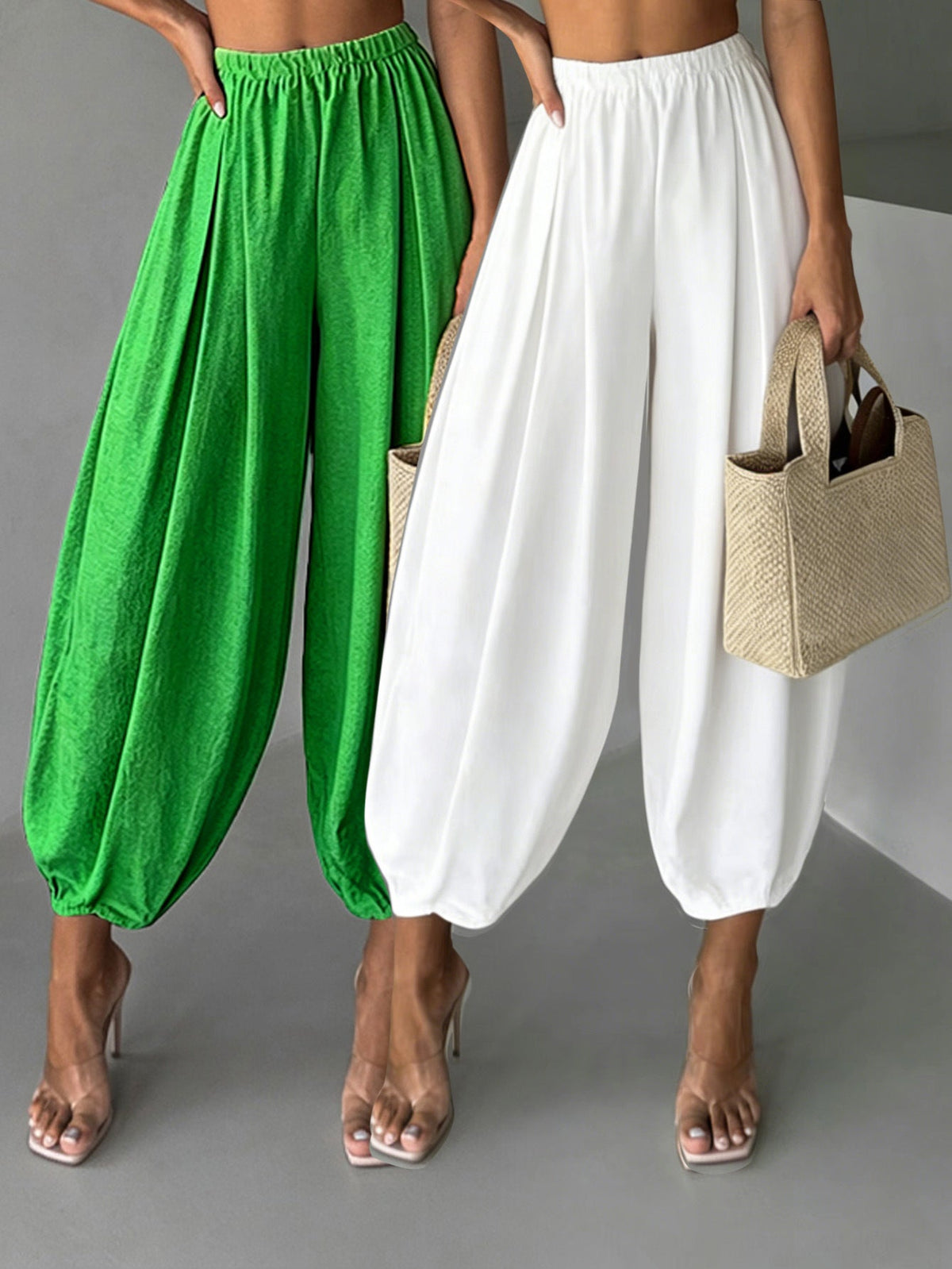 Two-Pair Cropped Wide-Leg Pants Set