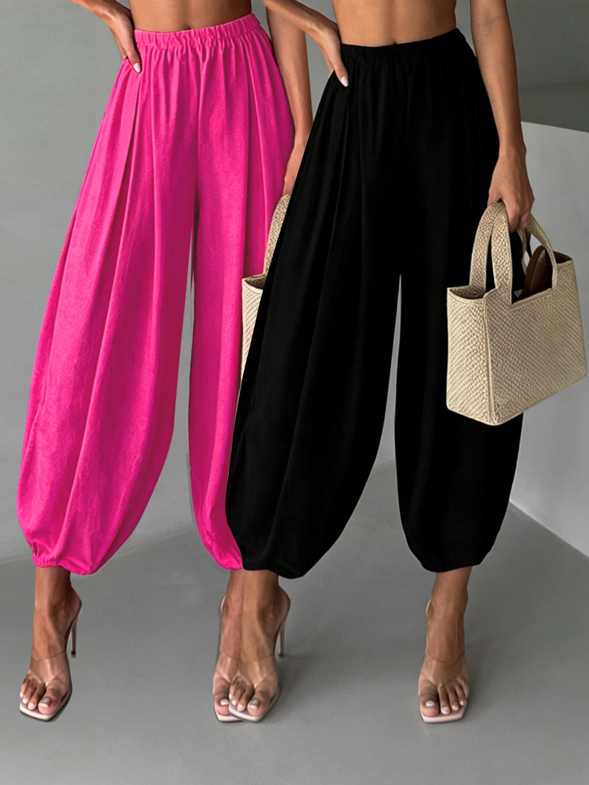 Two-Pair Cropped Wide-Leg Pants Set
