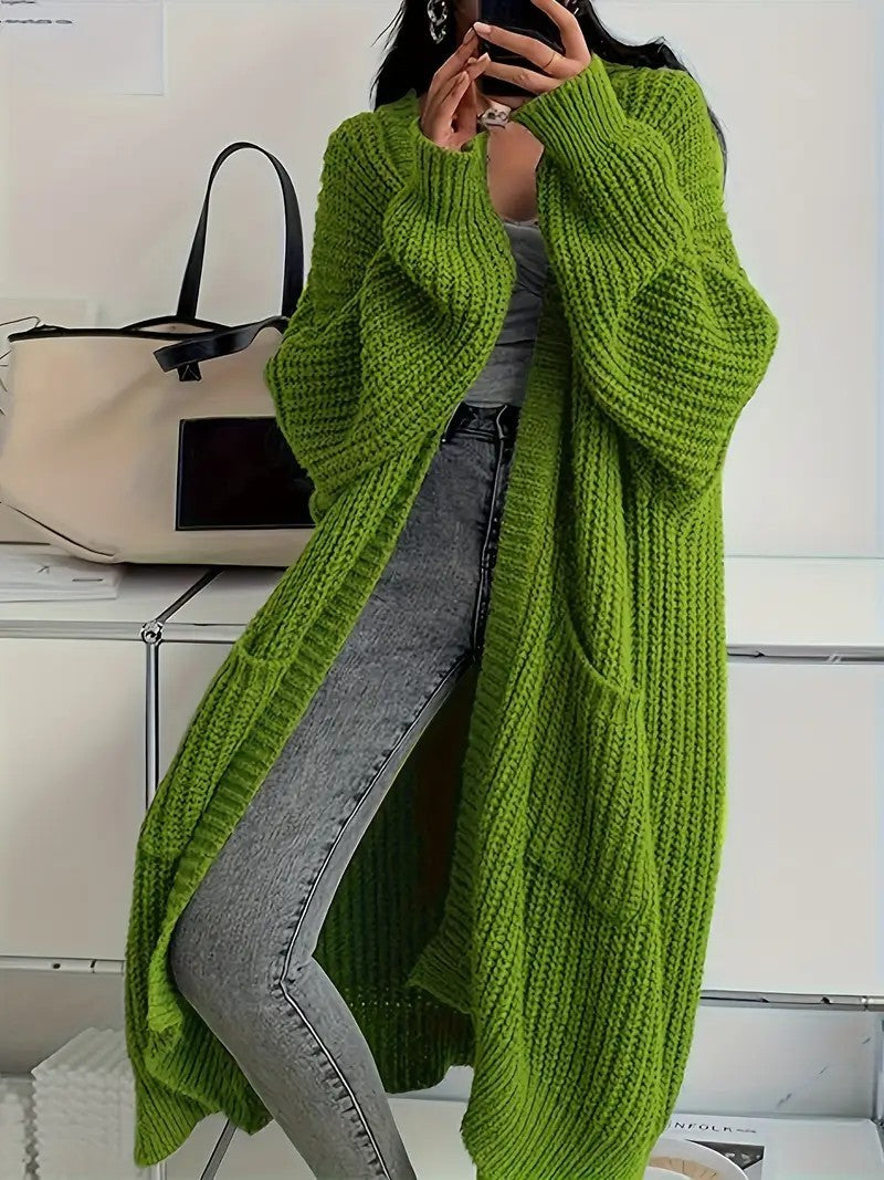 Autumn And Winter Long Sweater Women's Knitted Cardigan