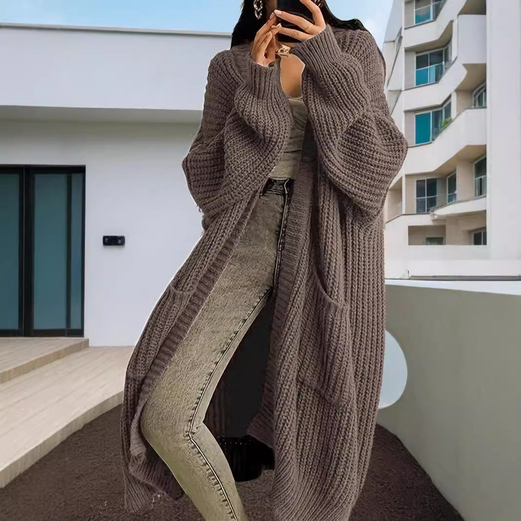 Autumn And Winter Long Sweater Women's Knitted Cardigan