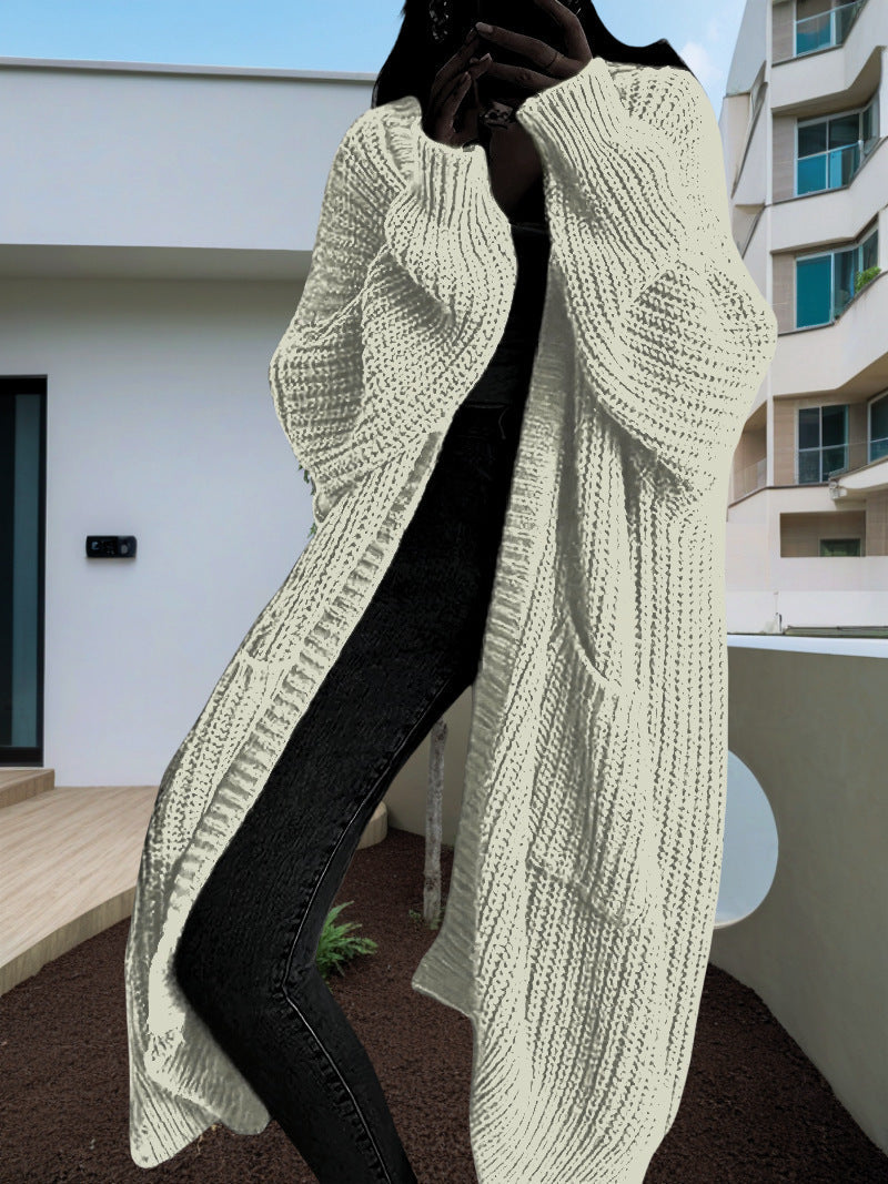 Autumn And Winter Long Sweater Women's Knitted Cardigan
