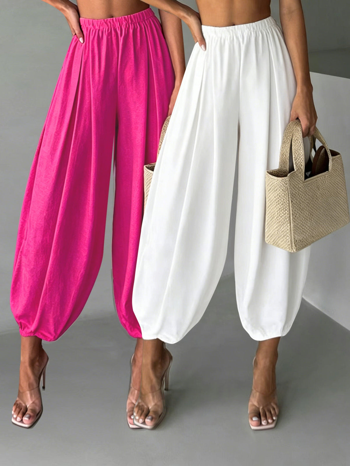 Two-Pair Cropped Wide-Leg Pants Set