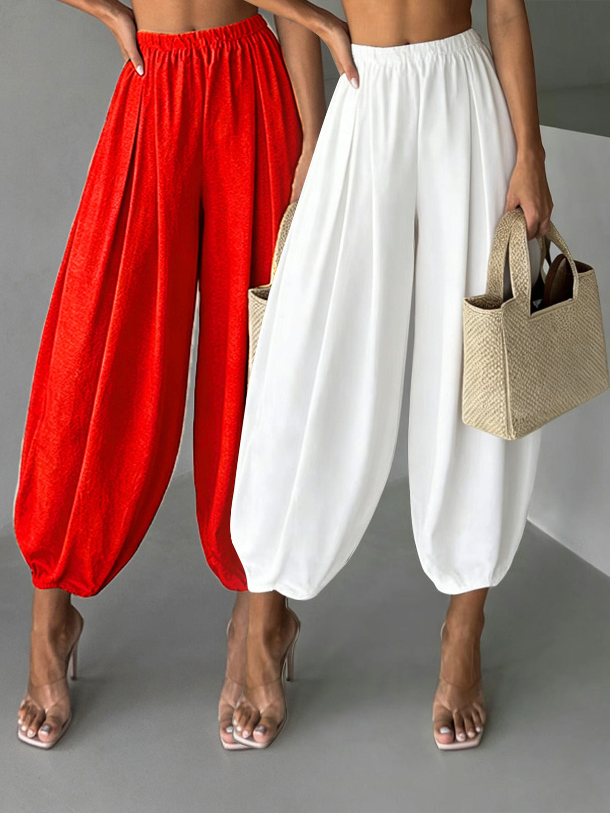 Two-Pair Cropped Wide-Leg Pants Set