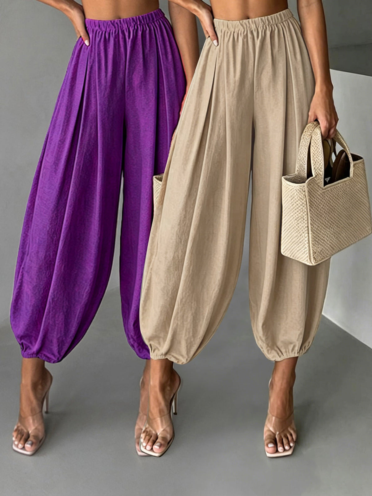 Two-Pair Cropped Wide-Leg Pants Set