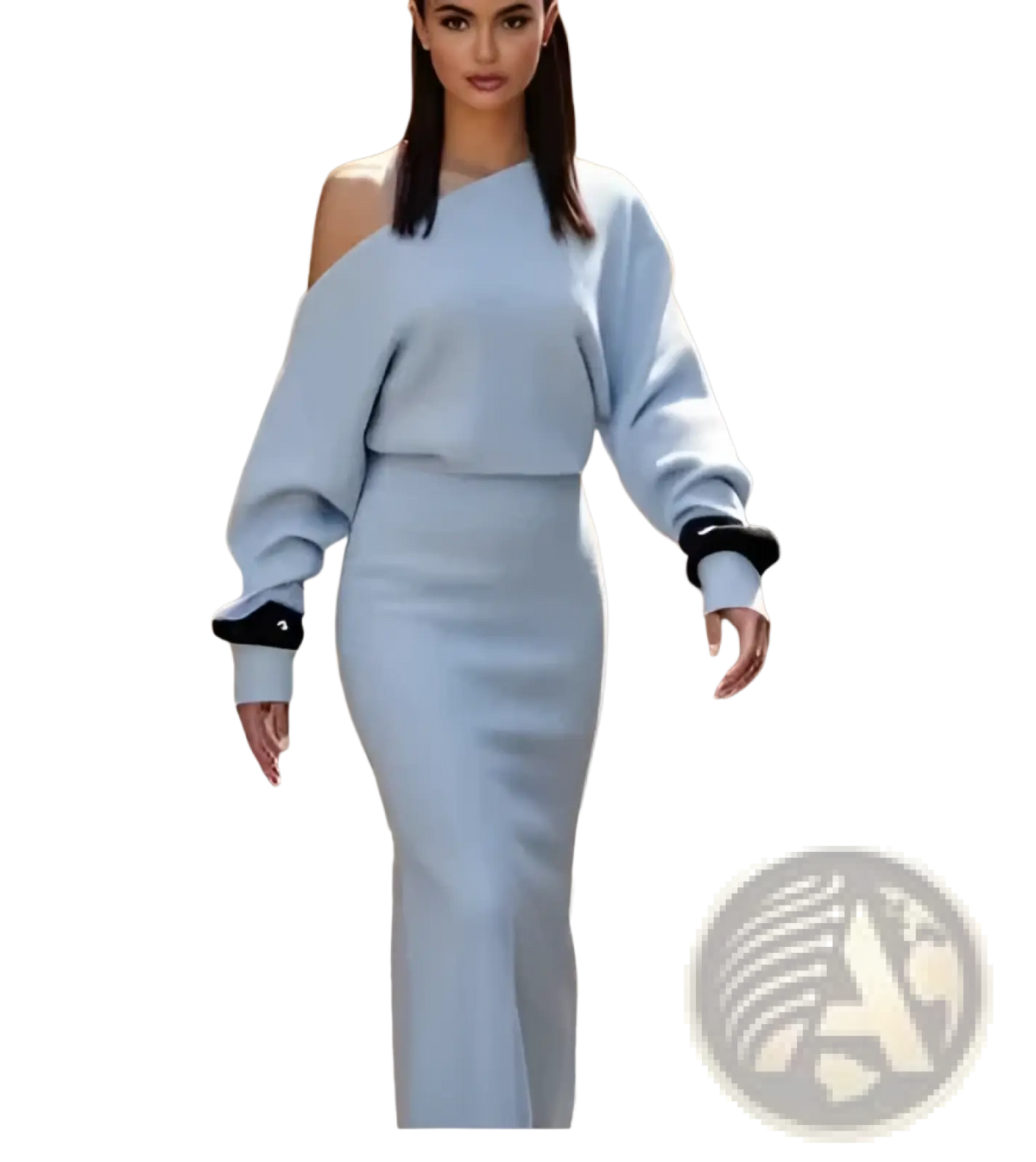 Off Shoulder Long Sleeve Knitted Bodycon Maxi Dress