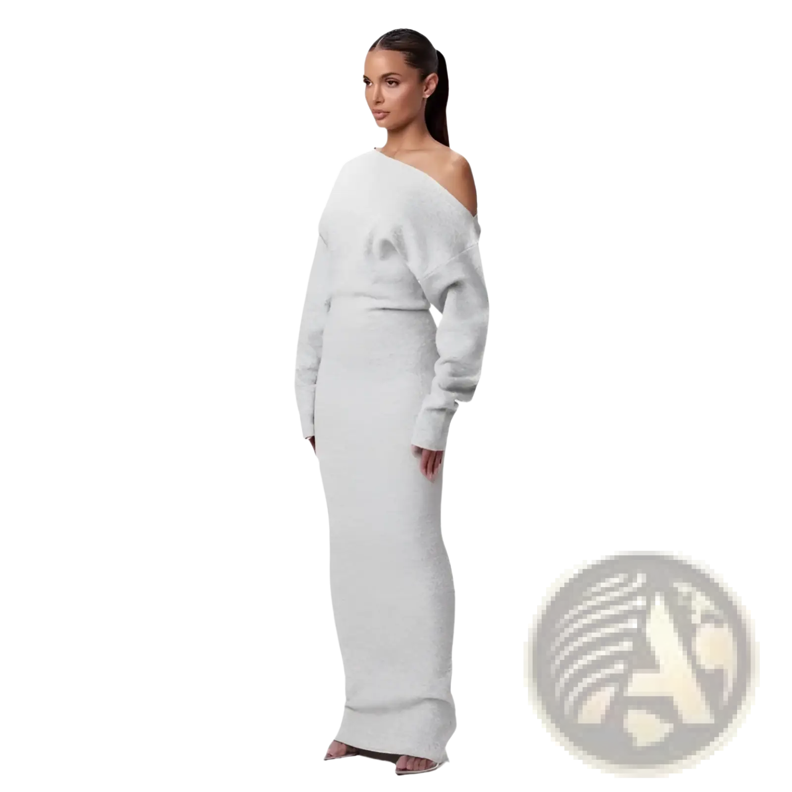 Off Shoulder Long Sleeve Knitted Bodycon Maxi Dress