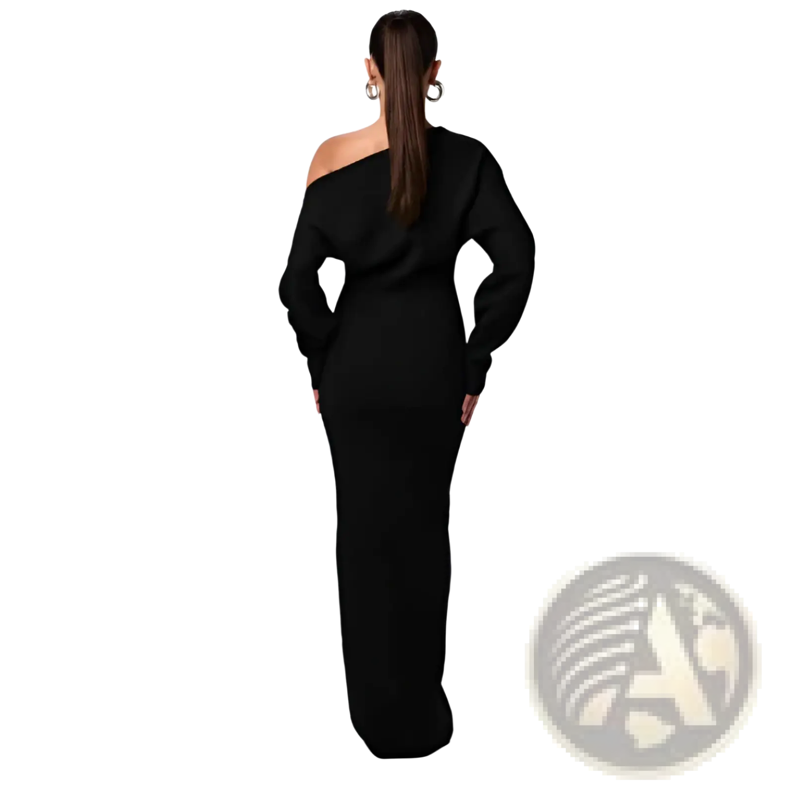 Off Shoulder Long Sleeve Knitted Bodycon Maxi Dress