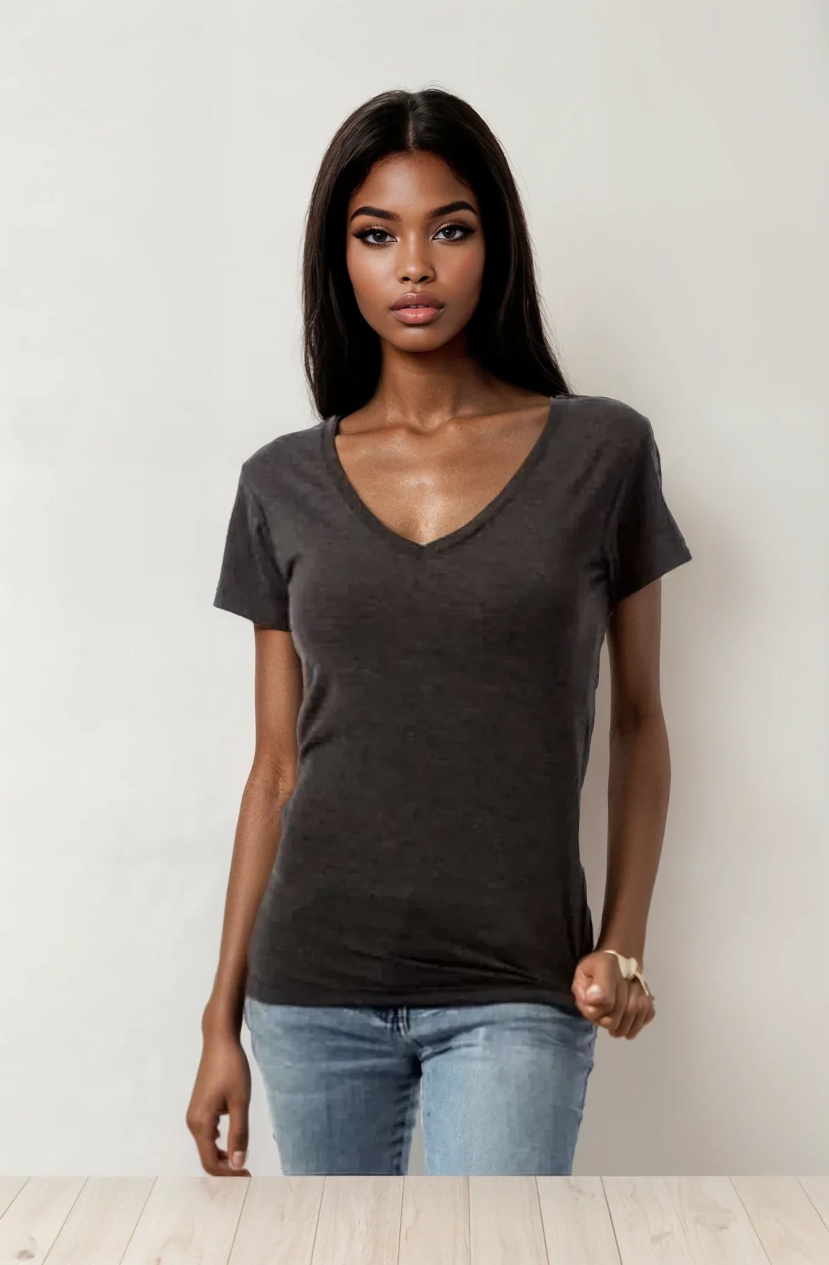 Wonder V-Neck Tee – Women's Soft Cotton Short Sleeve Top