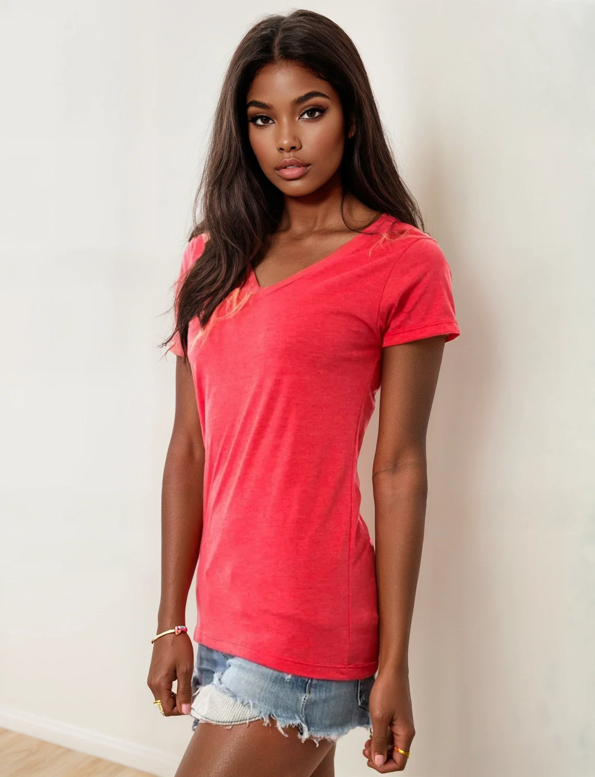Wonder V-Neck Tee – Women's Soft Cotton Short Sleeve Top
